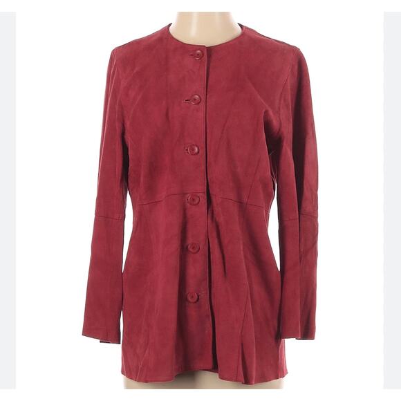 Eileen Fisher Jackets & Blazers - EILEEN FISHER Goat Suede Button Down Jacket Dark Red Size Medium